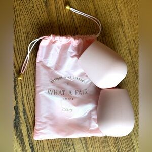 Obeme What a Pair Pink Silicone Wine Glasses